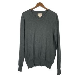 Article 365 Dark Charcoal Gray V-neck Cashmere Blend Layering Pullover Sweater